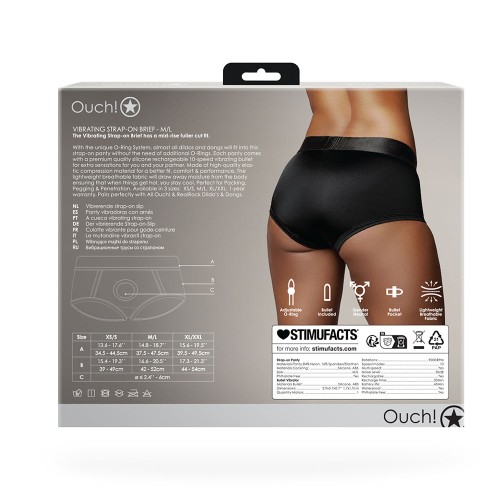 Ouch! Vibrating Strap-on Brief Black - M/L Size