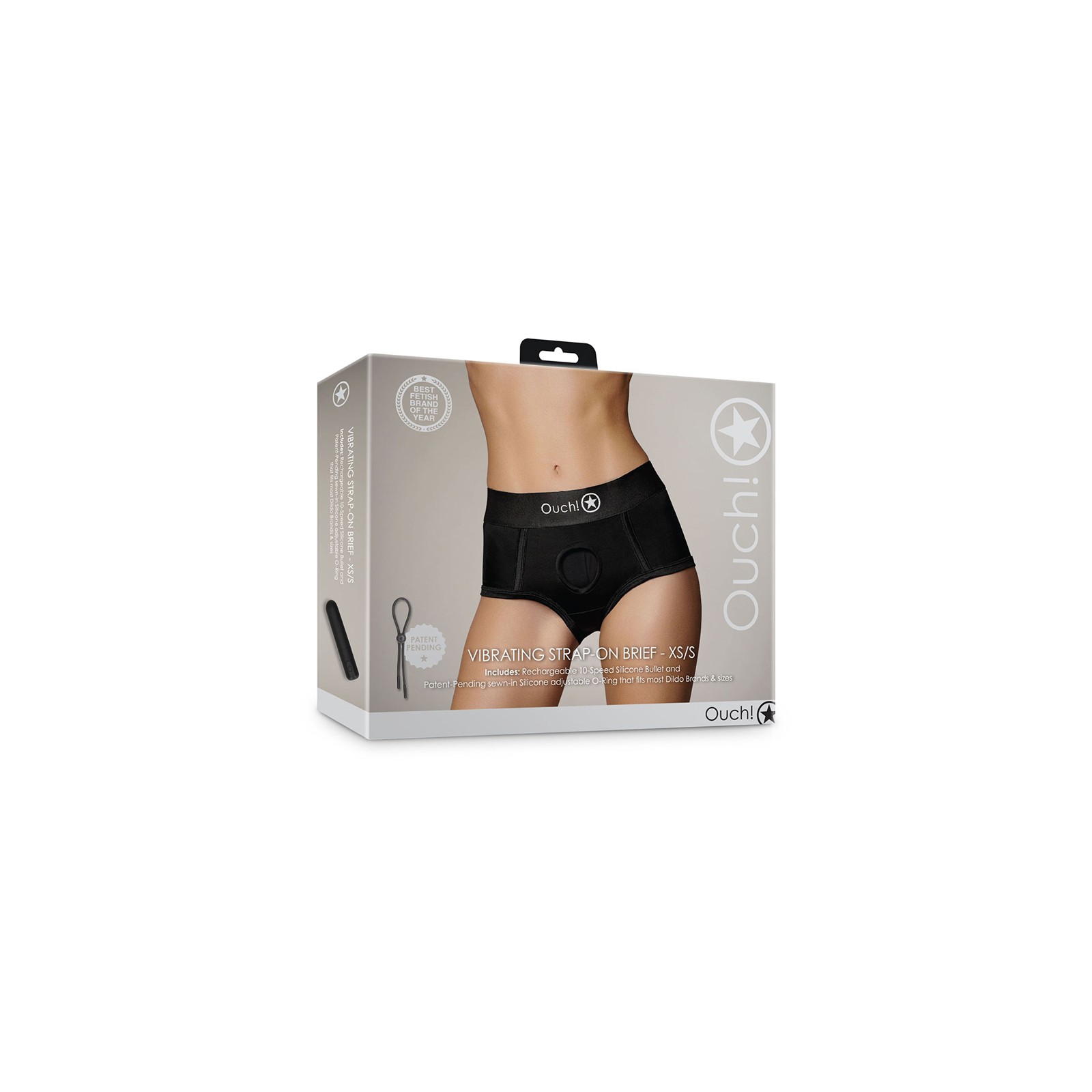 Ouch! Vibrating Strap-On Brief Black XS/S