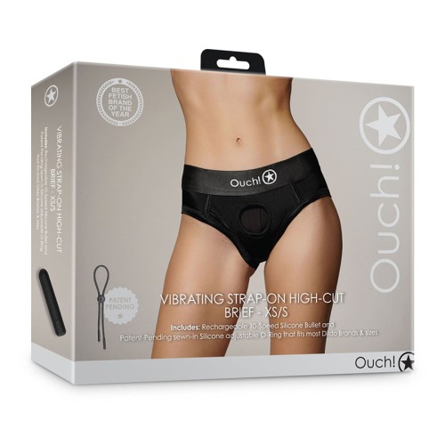 Ouch! Tanga Strap-On Vibrante Corte Alto Negro XS/S