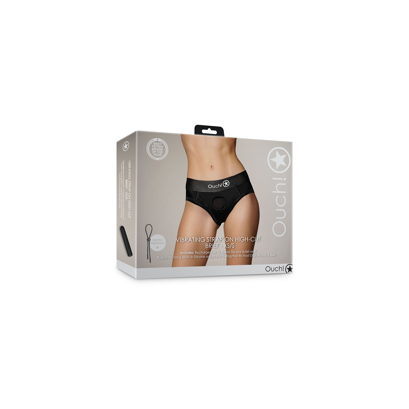 Ouch! Tanga Strap-On Vibrante Corte Alto Negro XS/S