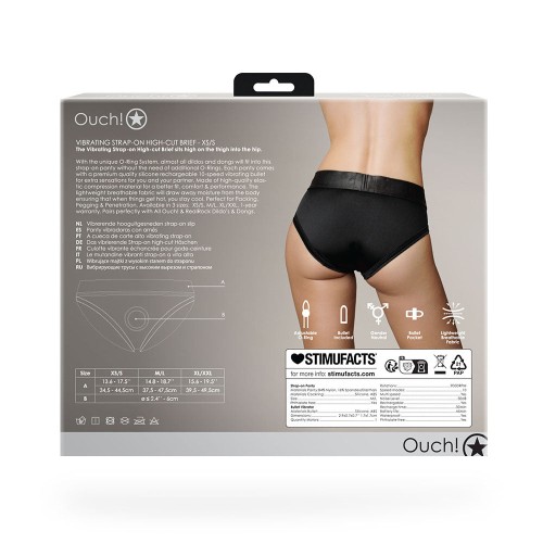 Ouch! Tanga Strap-On Vibrante Corte Alto Negro XS/S