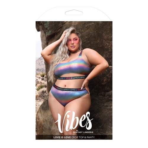 Love is Love Holographic Crop Top & Cheeky Panty