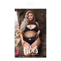 Fantasy Lingerie Vibes Fuck Labels Keyhole Set Black