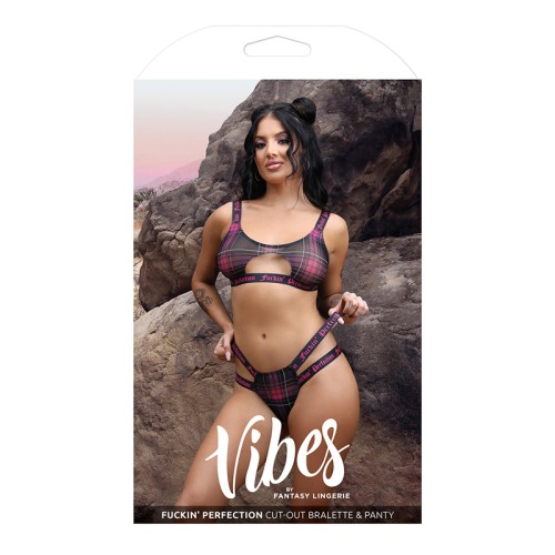 Fantasy Lingerie Vibes Bralette y Panty Cortados Negros M/L