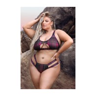 Conjunto de Malla a Rayas Fantasy Lingerie para Talla Reina