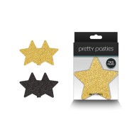 Pretty Pasties Estrellas Brillantes Negro/Dorado - 2 Pares