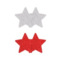 Pretty Pasties Estrellas Brillantes Rojo/Plata 2 Pares