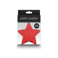 Pretty Pasties Estrellas Brillantes Rojo/Plata 2 Pares