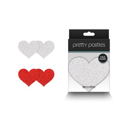 Pretty Pasties Glitter Hearts Red/Silver