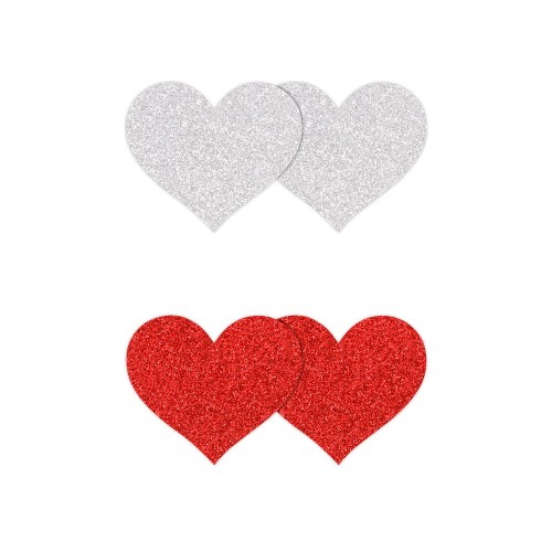 Pretty Pasties Glitter Hearts Red/Silver