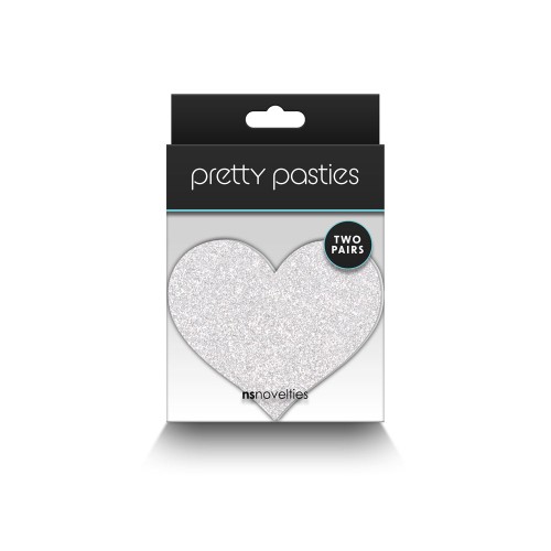 Pretty Pasties Glitter Hearts Red/Silver