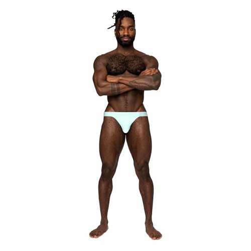 Male Power Thong Sleeve Easy Breezy Aqua L/XL