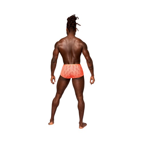 Male Power Rude Awakening Cheeky Cutout Neon Orange Shorts S