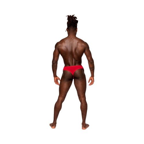 Tanga Abierto Sassy Lace Male Power Rojo S/M - Lencería Seductora