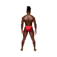 Male Power Sassy Lace Bikini Solid Pouch Red - Stylish and Comfortable