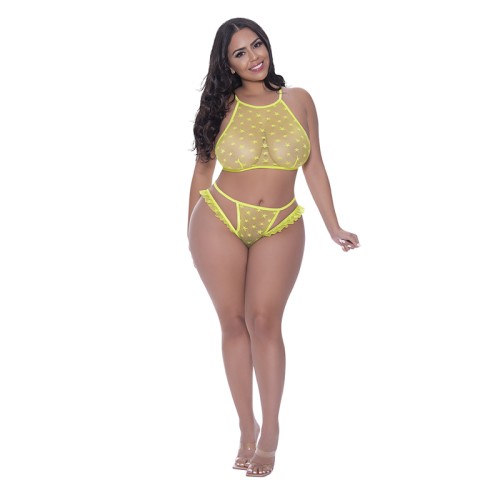 Conjunto Halter y Panty Cheeky Magic Silk Love Star - Talla Queen