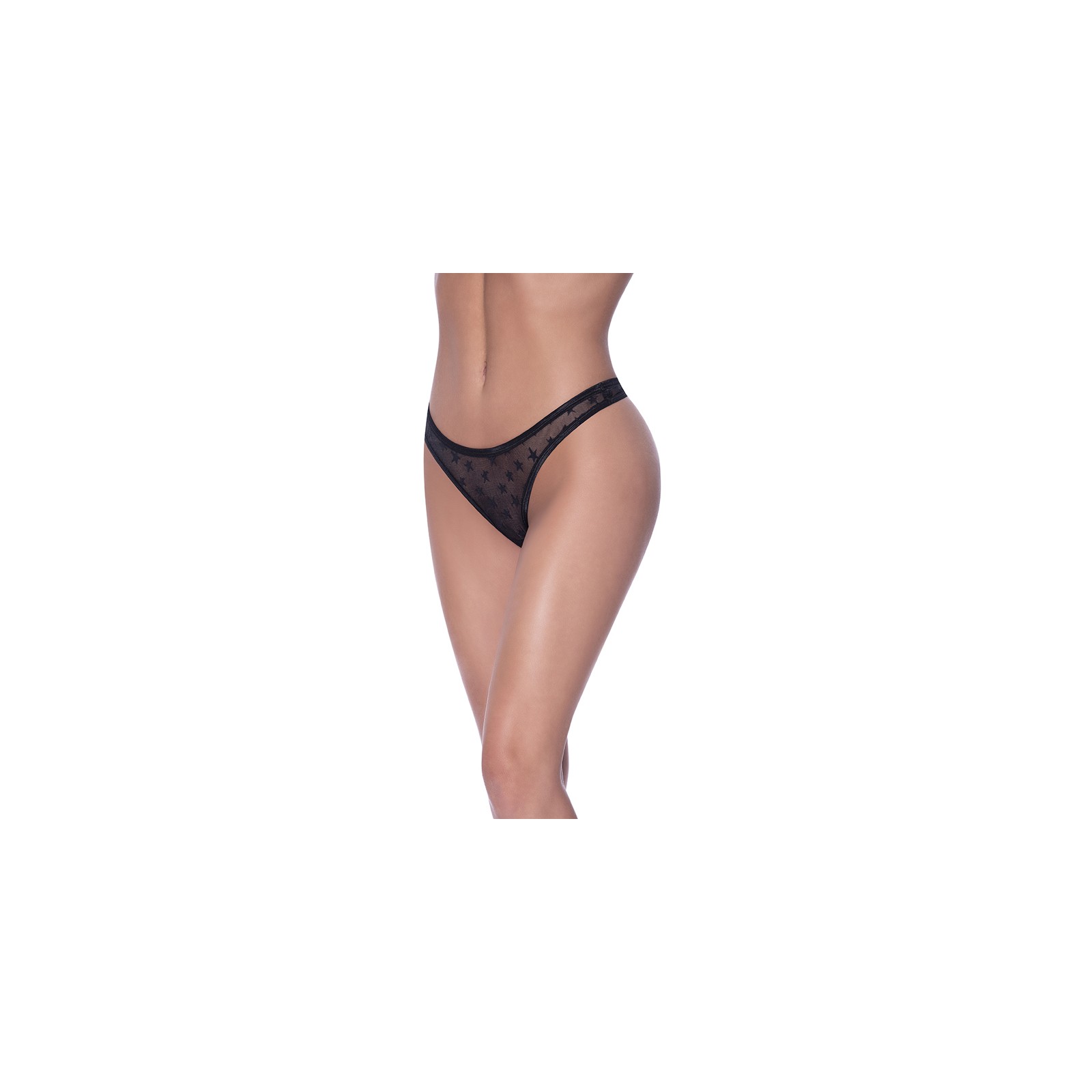 Micro Tanga Love Star de Cintura Alta Magic Silk Negro S/M