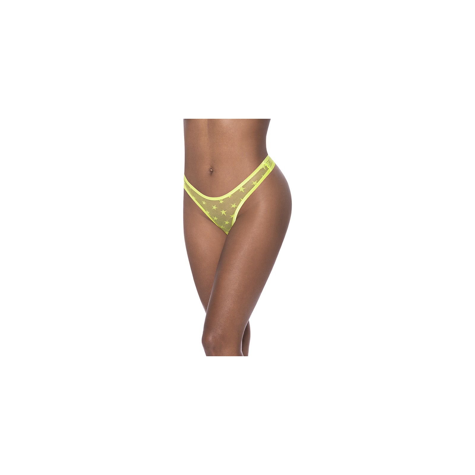 Magic Silk Love Star High Leg High Waist Micro Tanga Neon Chartreuse S/M