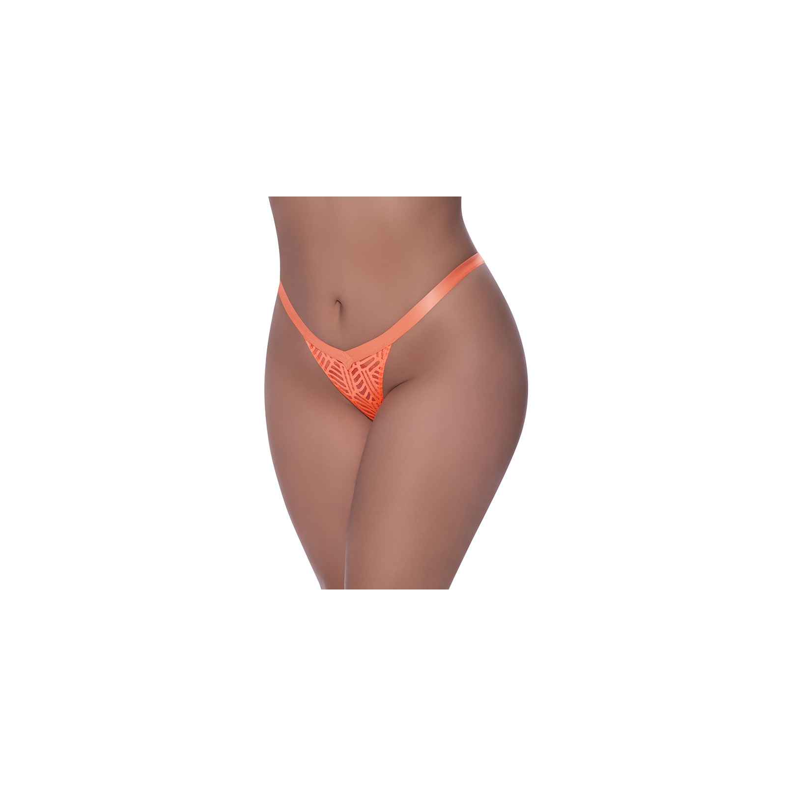 Magic Silk Neon Orange Split Crotch Thong