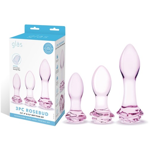 Glas Rosebud Juego de Tapones Anales de Vidrio