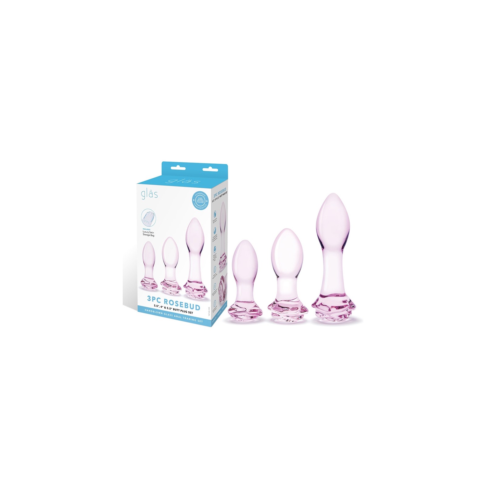 Glas Rosebud Juego de Tapones Anales de Vidrio