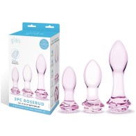 Glas Rosebud 3-Piece Anal Plug Set