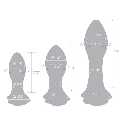Glas Rosebud Juego de Tapones Anales de Vidrio