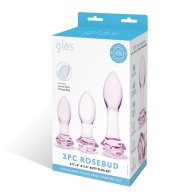 Glas Rosebud Juego de Tapones Anales de Vidrio