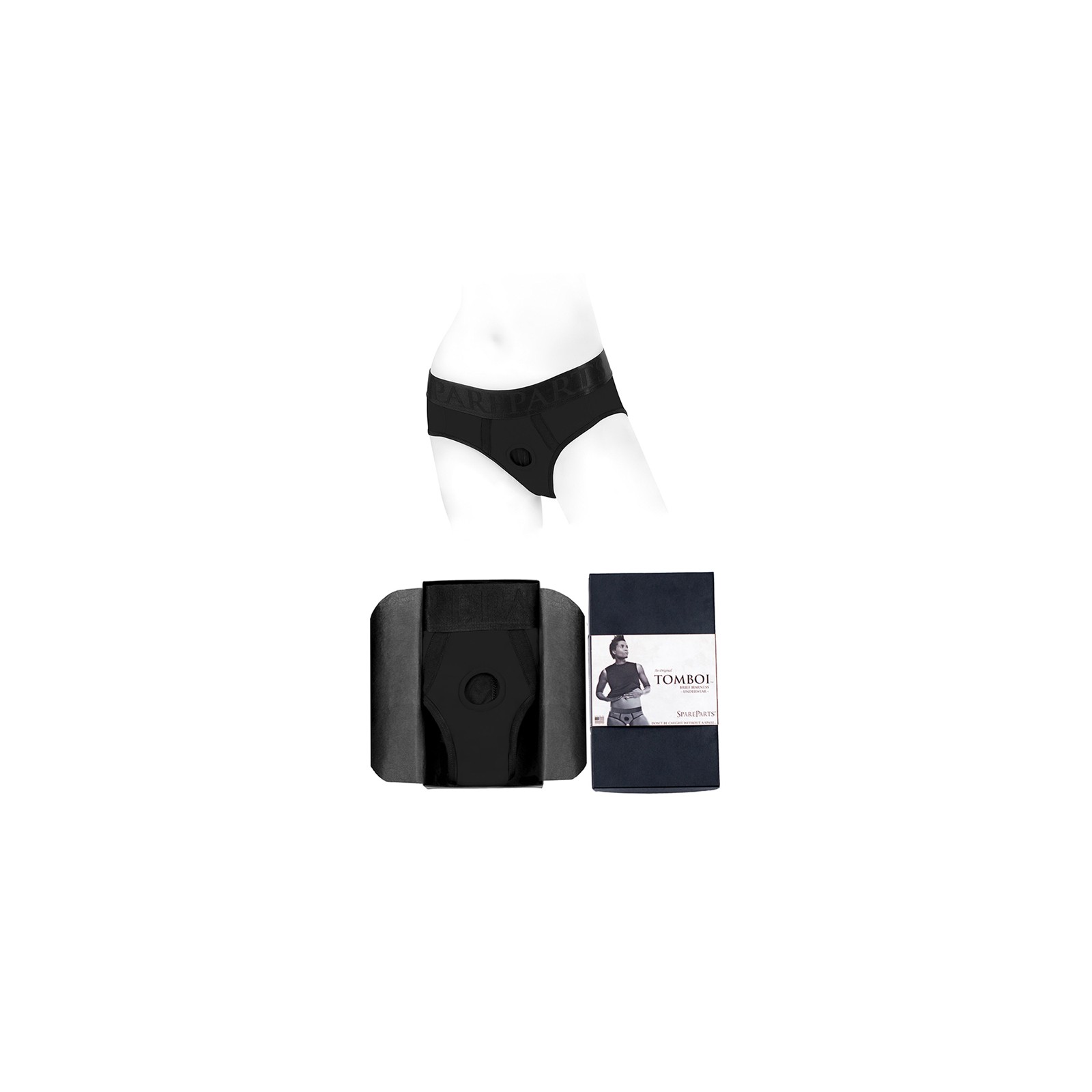 Arnés de Bragas de Nylon SpareParts Tomboi Negro XS