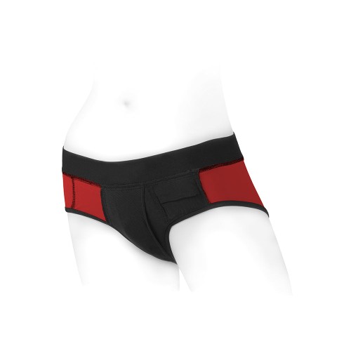 SpareParts Tomboi Harness Briefs Red/Black XS - Ultimate Play