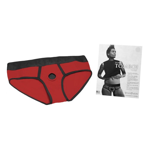 SpareParts Tomboi Harness Briefs Red/Black XS - Ultimate Play