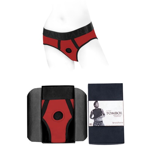 SpareParts Tomboi Harness Briefs Red/Black Size XL - Bold Style