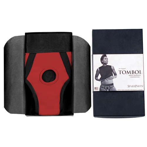 Arnés Tomboi de Nylon con Calzón Rojo/Negro Talla XL - Estilo Audaz