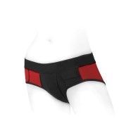 Braguitas Nylon Tomboi con Arnés Rojo/Negro Talla 3XL