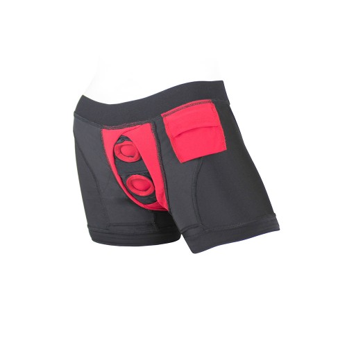 SpareParts Tomboii Boxer Briefs Nylon Arnés Negro/Rojo 2XL