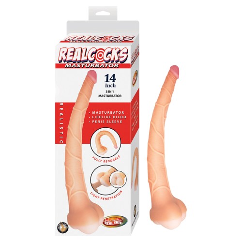 Realcocks 14 Inch 3-in-1 Dildo, Sleeve & Stroker