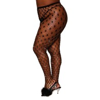 Dreamgirl Geometric Fence Net Pantyhose Black Queen Size