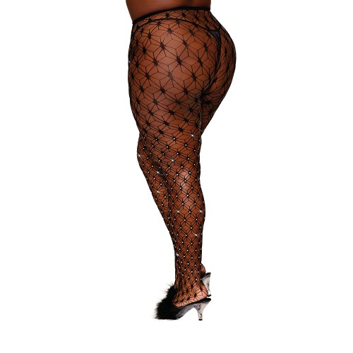 Dreamgirl Geometric Fence Net Pantyhose Black Queen Size