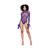 Dreamgirl Metallic Fishnet Teddy with Shrug Violet