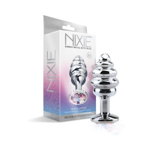 Nixie Medium Ribbed Metal Butt Plug