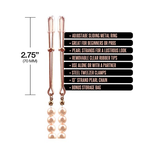 Nixie Pearl Drop Beaded Nipple Clamps Rose Gold