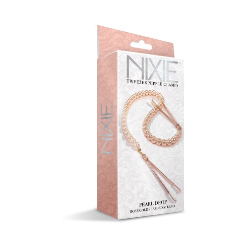 Nixie Pearl Drop Beaded Nipple Clamps Rose Gold