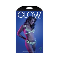 Fantasy Lingerie Bralette y Panty de Encaje Glow-In-The-Dark Blanco M/L