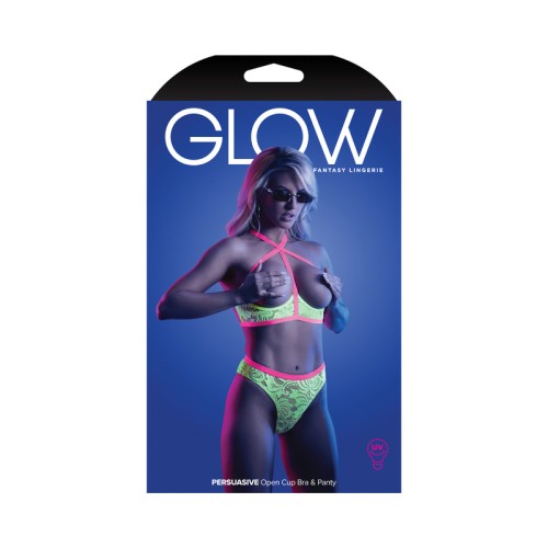 Fantasy Lingerie Glow Cage Bra & Panty Set - Neon Style