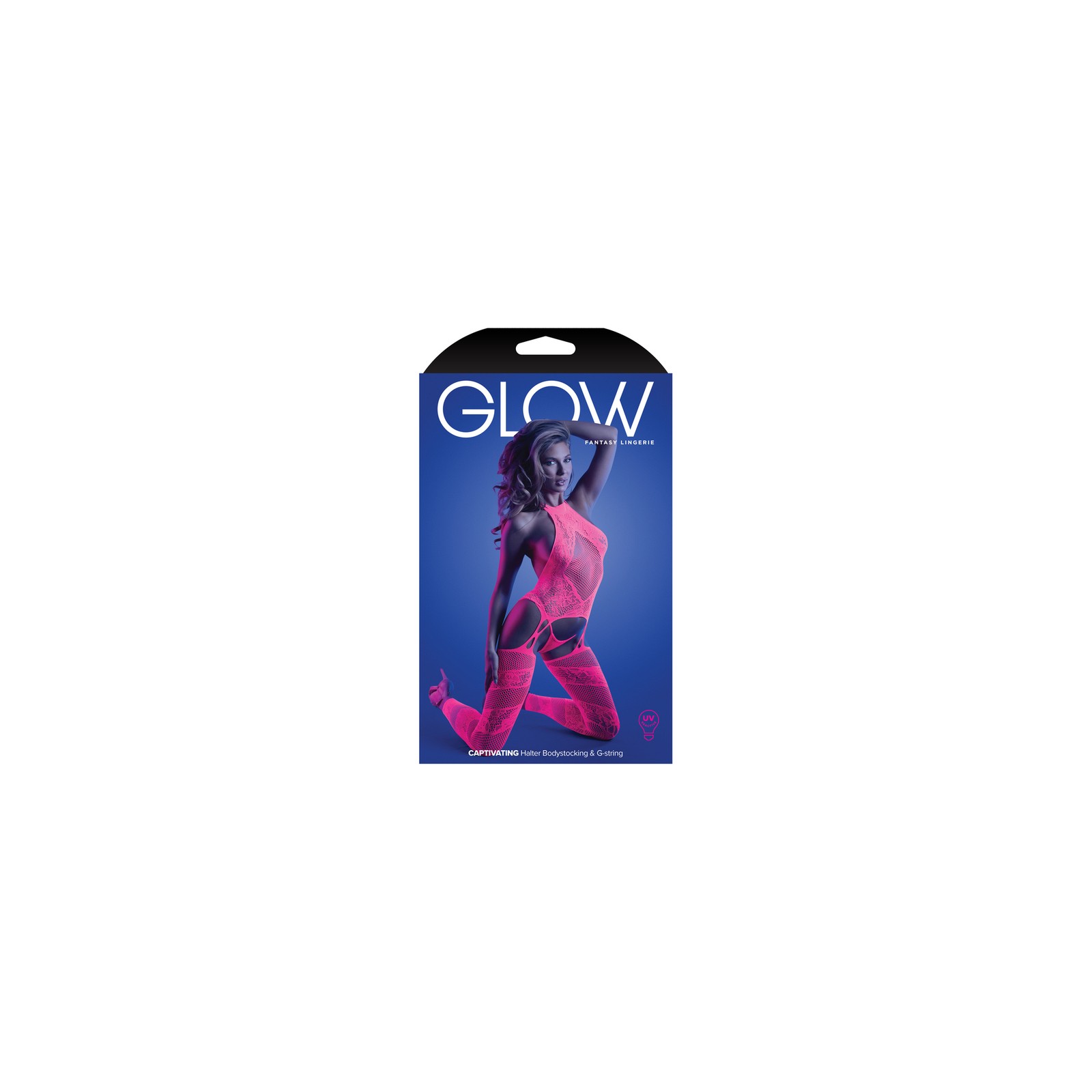 Fantasy Lingerie Glow High Neck Bodystocking Neon Pink