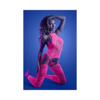 Fantasy Lingerie Glow High Neck Bodystocking Neon Pink