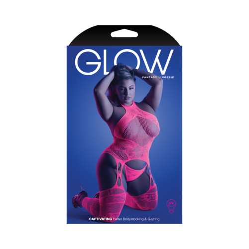 Fantasy Lingerie Glow Captivating Bodystocking Neon Pink