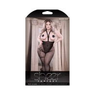 Fantasy Lingerie Truth Or Dare Suspender Stockings & Pasties Set Black Queen