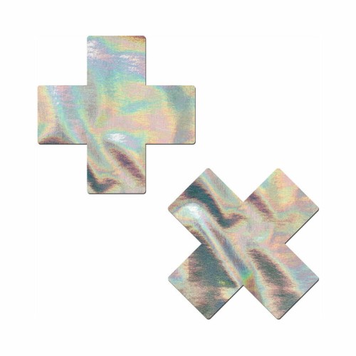 Pastease Holographic Cross Pasties Silver