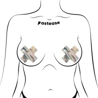 Pasties Holográficos en Forma de Cruz Pastease Plateados